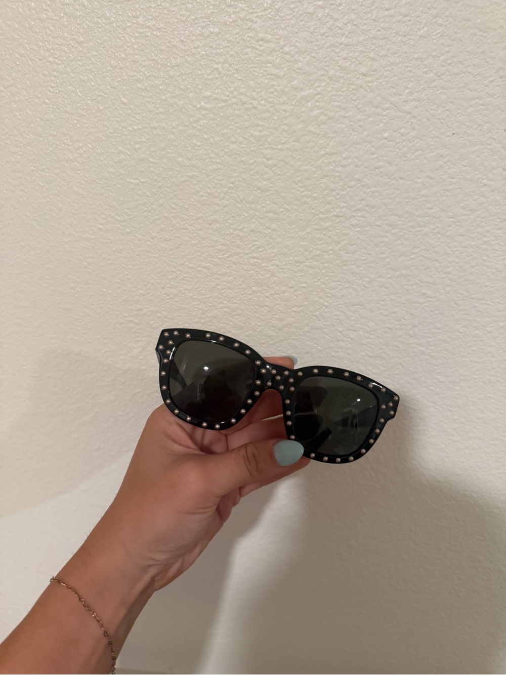 Saint Laurent Black Studded Cat-Eye Sunglasses